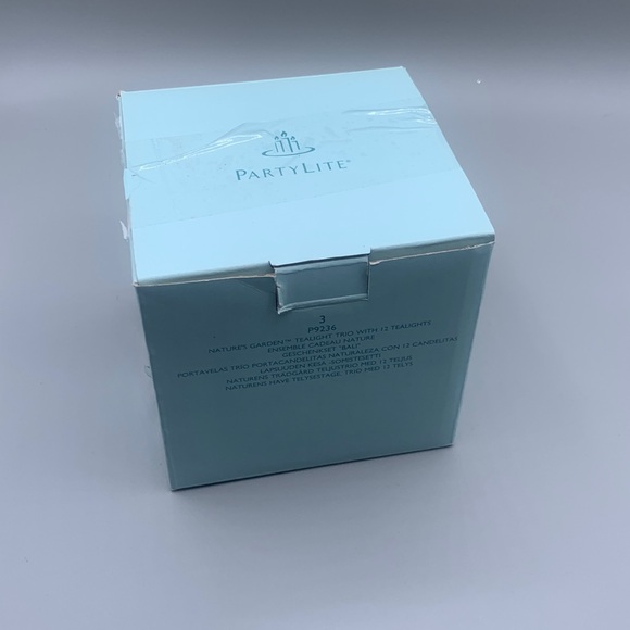 PartyLite Natures Garden Tealight Trio Green Frosted Glass Leaf Shapes - Picture 6 of 7